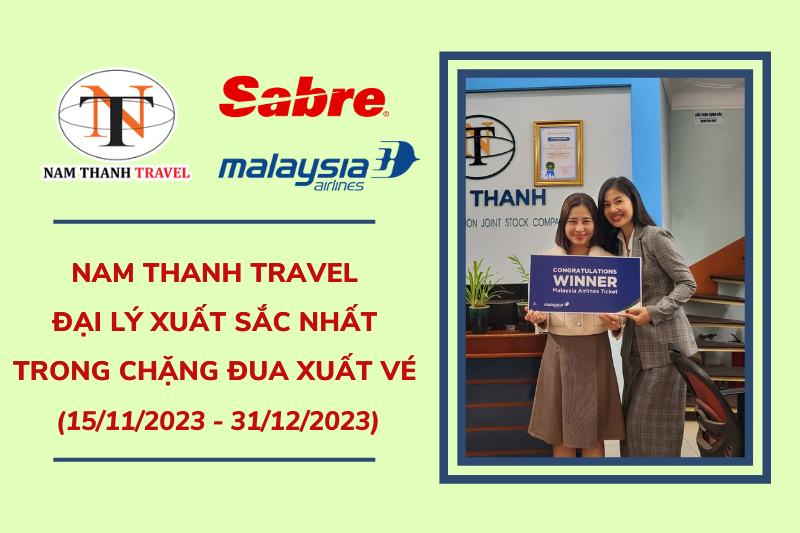Nam Thanh Travel - Đại lý xuất sắc trong chương trình hợp tác giữa Sabre Vietnam & Malaysia Airlines